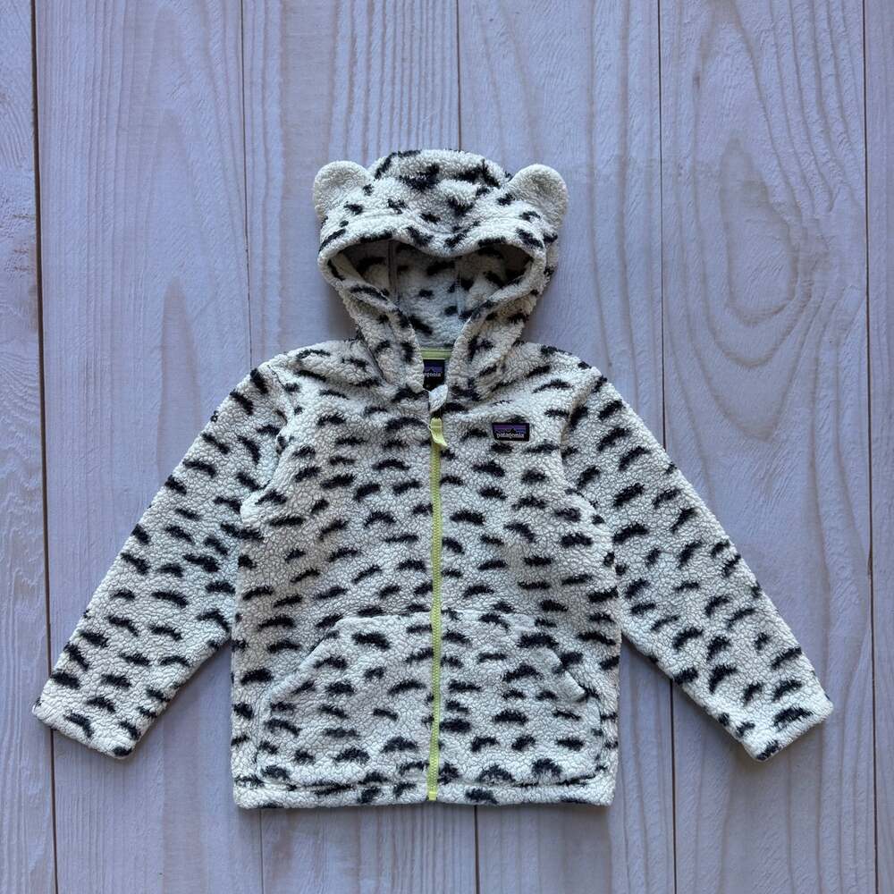 Patagonia Toddler 4T Furry Friends Fleece Hoodie Jacket Cub Ears Animal Print